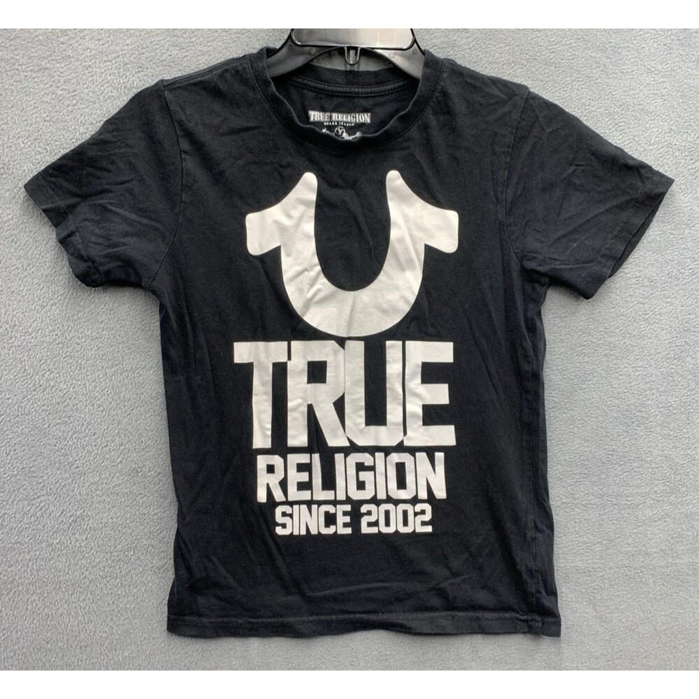 True Religion Youth True Geo Tee Graphic Print Horse Shoe 2002 Crew Medium 10-12